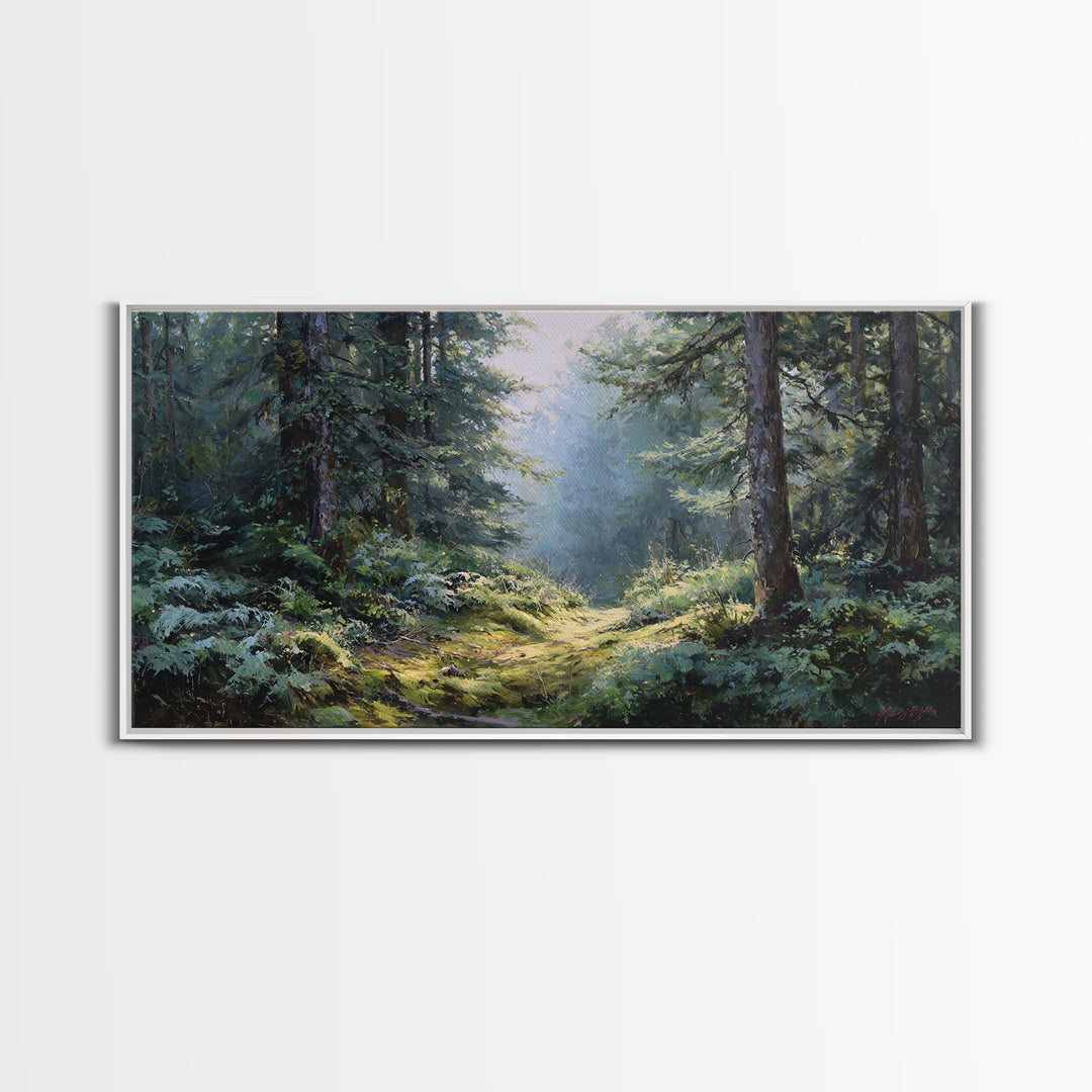 Sunlit Forest Path Canvas Print, Nature Art, Wall Art, Living Room Decor, Fine Art, Nature, Wood Wall Art, Abstract Wall Art, NAT-2x1-21