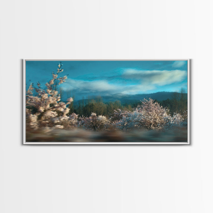 Spring Cherry Blossoms Canvas Print, Nature Art, Wall Art, Living Room Decor, Watercolor Art, Nature, Wood Wall Art, NAT-2x1-36