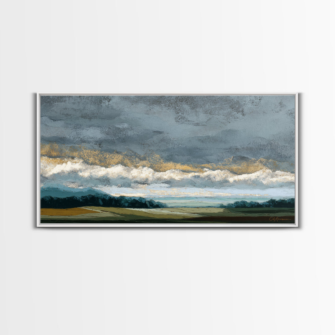 Storm Clouds over a Rolling Prairie Canvas Print, Nature Art, Wall Art, Living Room Decor, Fine Art, Nature, Wood Wall Art, NAT-2x1-58