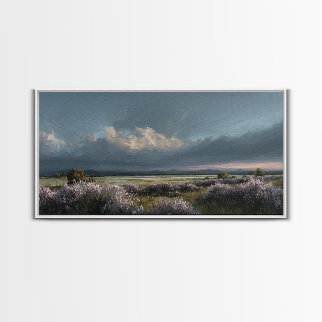Bees Circling Lavender Blossoms Framed Canvas Print, Nature Art, Nature Wall Art, Living Room Decor, Fine Art, Nature, NAT-2x1-67