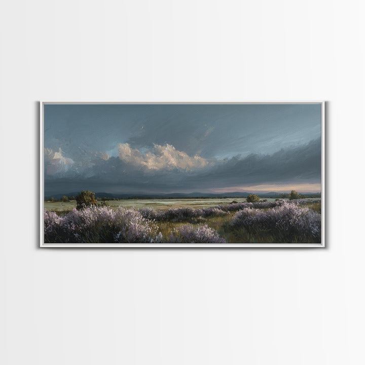 Bees Circling Lavender Blossoms Framed Canvas Print, Nature Art, Nature Wall Art, Living Room Decor, Fine Art, Nature, NAT-2x1-67