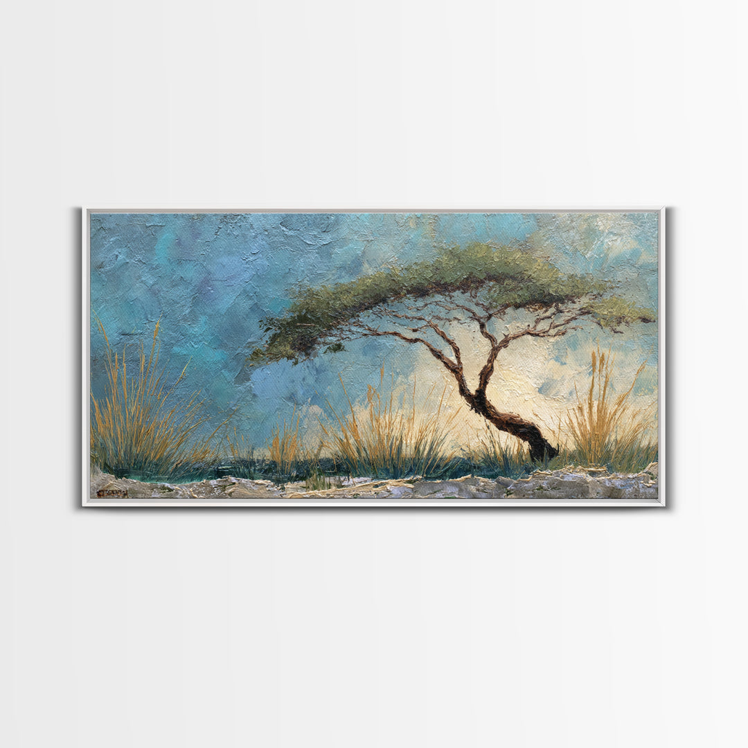Tree of Life Framed Canvas Print, Nature Art, Living Room Decor, Oil Painting, Nature, Framed Art, Wood Wall Art, NAT-2x1-83