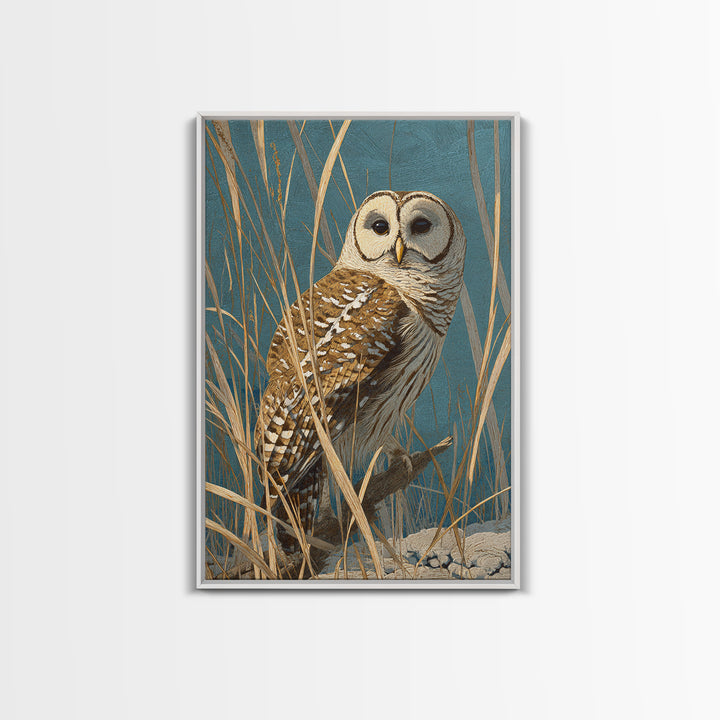 Owl in Moonlit Branches Canvas Print, Nature Art, Fine Art Print, Living Room Decor, Fine Art, Nature, Poster, Wall Decor, NAT-2x3-27