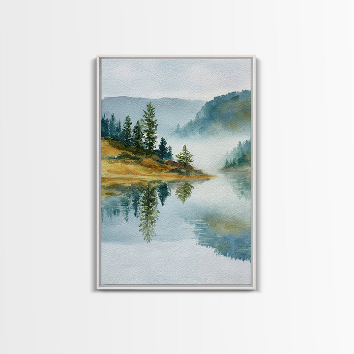 Misty Mountain Lake Canvas Print, Nature Art, Original Painting, Living Room Decor, Fine Art, Nature, Mountain Wall Art, NAT-2x3-61