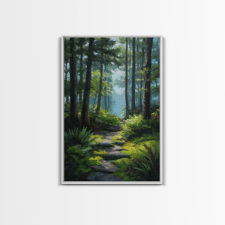 Sunlit Forest Path Canvas Print, Nature Art, Poster, Living Room Decor, Fine Art, Nature, Abstract Wall Art, 3d Wall Art, NAT-2x3-9