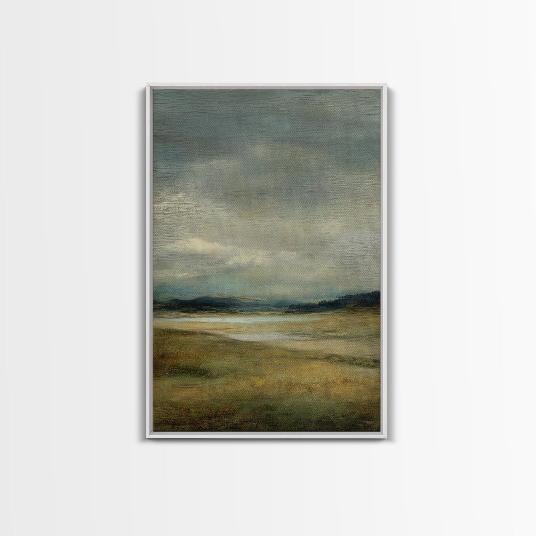 Storm Clouds over a Rolling Prairie Framed Canvas Print, Nature Art, Wall Hangings, Living Room Decor, Fine Art, Nature, NAT-2x3-94
