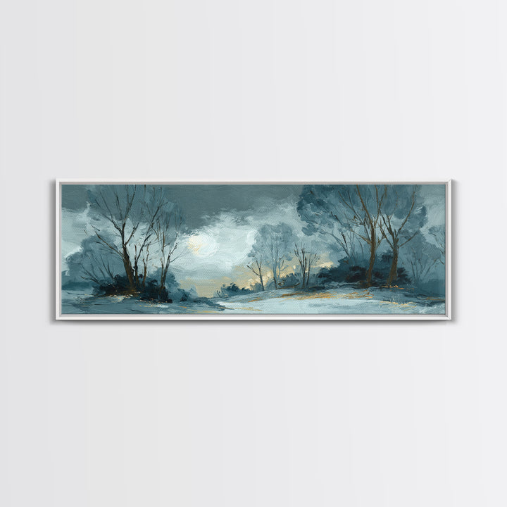 Owl in Moonlit Branches Canvas Print, Nature Art, Bird Wall Art, Living Room Decor, Fine Art, Nature, Textured Painting, NAT-3x1-11