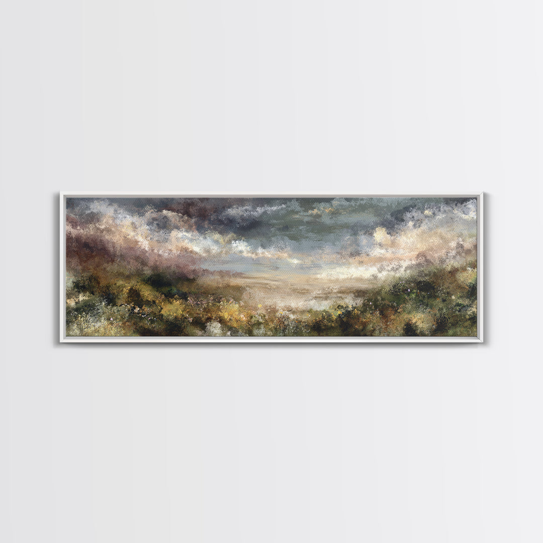 Mushroom Cluster in Enchanted Woodland Framed Canvas Print, Nature Art, Boho Decor, Living Room Decor, Fine Art, Nature, NAT-3x1-23