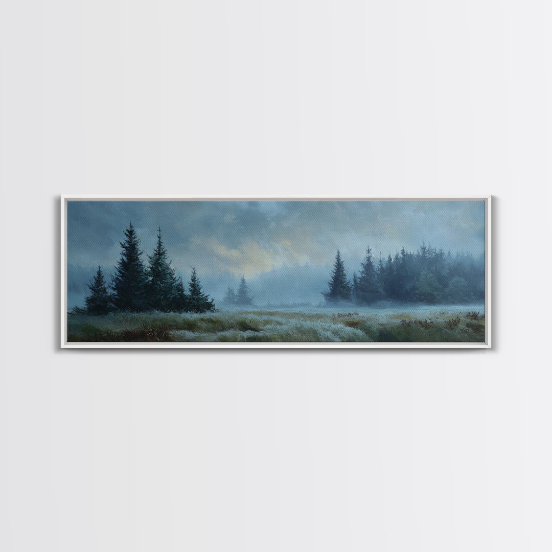 Moody Pine Forest Canvas Print, Nature Art, 3d Wall Art, Living Room Decor, Oil Painting, Nature, Nature Wall Art, NAT-3x1-33