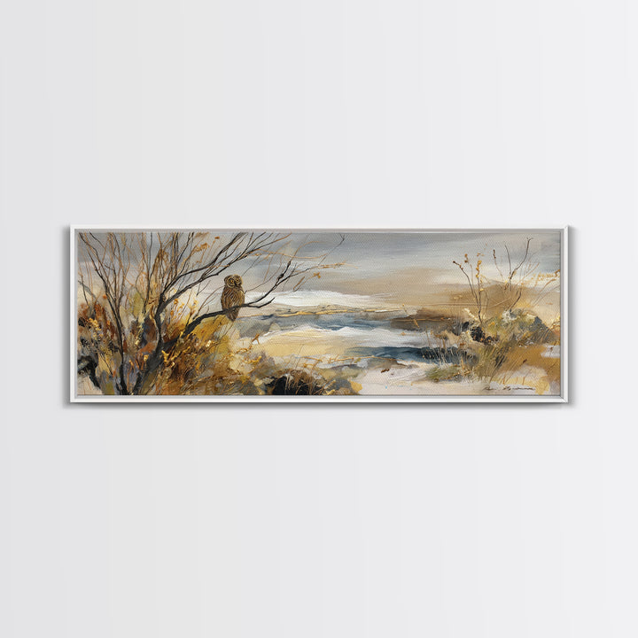 Owl in Moonlit Branches Canvas Print, Nature Art, Art Print, Living Room Decor, Oil Painting, Nature, Printable Wall Art, NAT-3x1-35