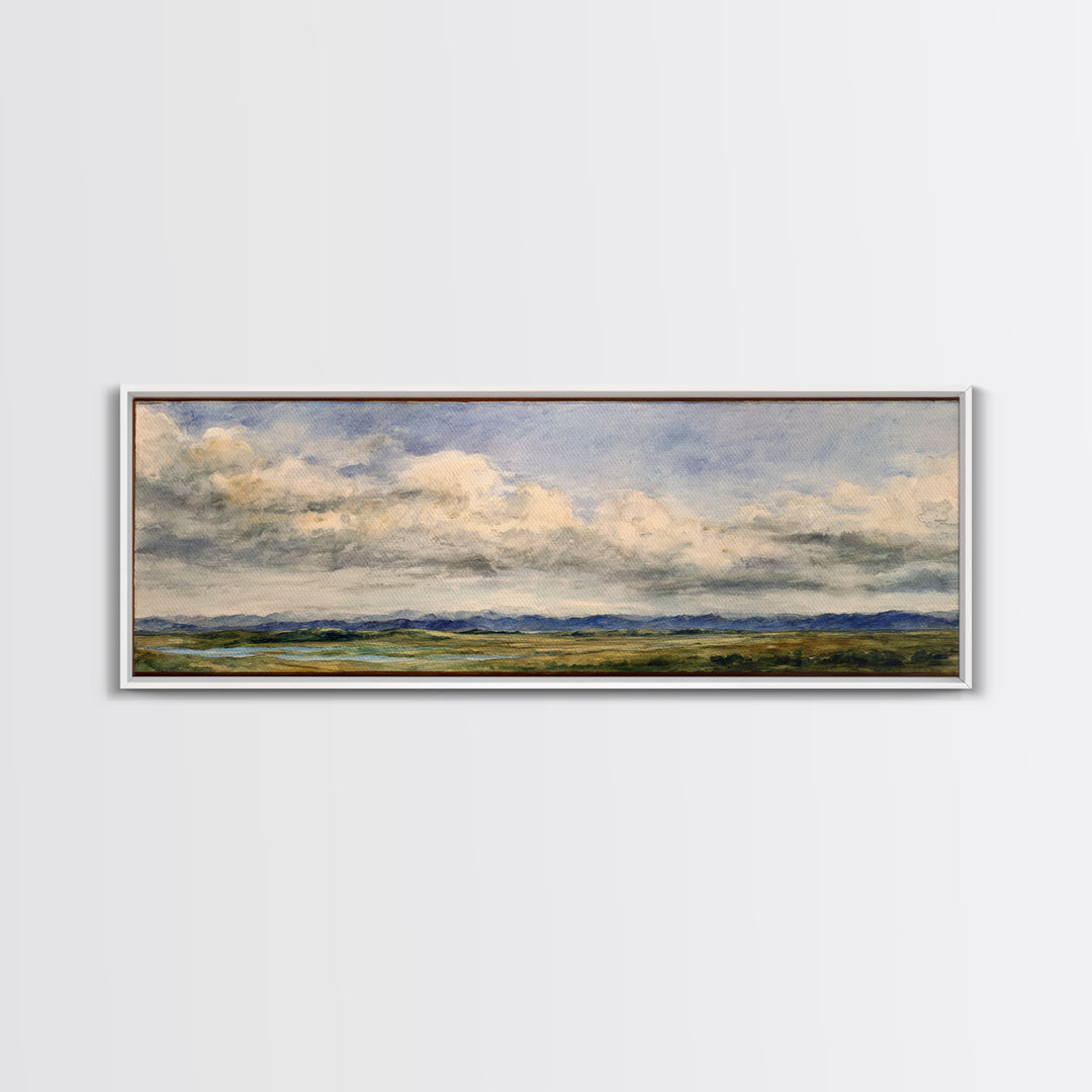 Storm Clouds over a Rolling Prairie Canvas Print, Nature Art, Landscape Art, Living Room Decor, Fine Art, Nature, Boho Decor, NAT-3x1-54