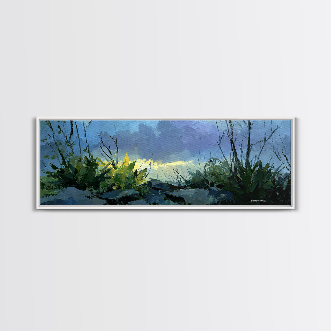 Tropical Jungle Leaves Canvas Print, Nature Art, Moss Art, Living Room Decor, Oil Painting, Nature, Statement Artwork, NAT-3x1-61