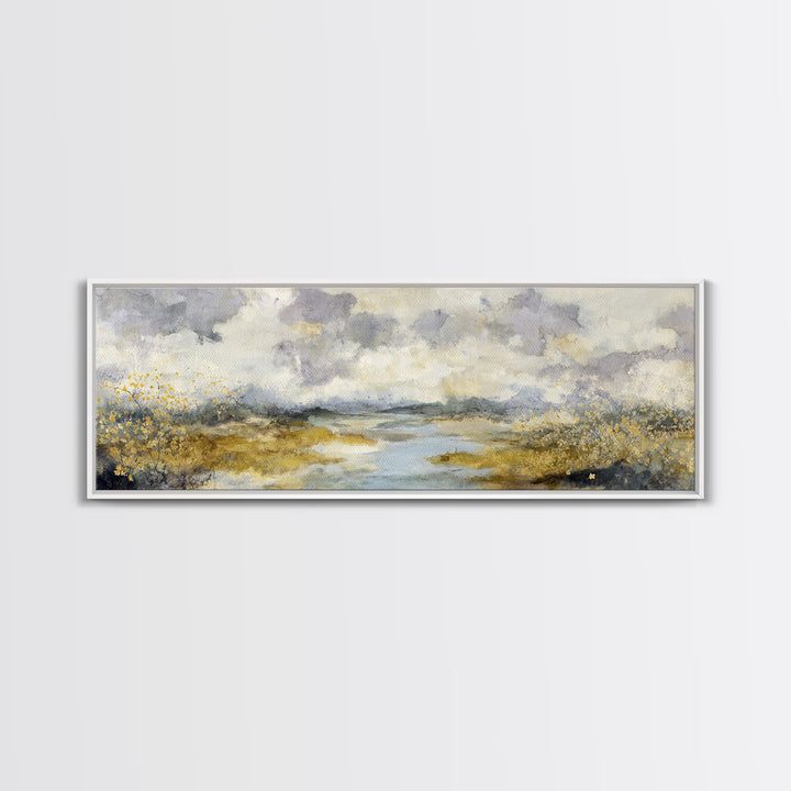 Bees Circling Lavender Blossoms Framed Canvas Print, Nature Art, Room Decor, Living Room Decor, Fine Art, Nature, Wall Hangings, NAT-3x1-63
