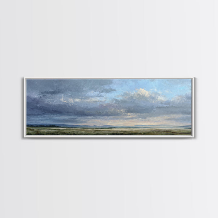 Storm Clouds over a Rolling Prairie Canvas Print, Nature Art, Poster, Living Room Decor, Fine Art, Nature, Abstract Wall Art, NAT-3x1-78