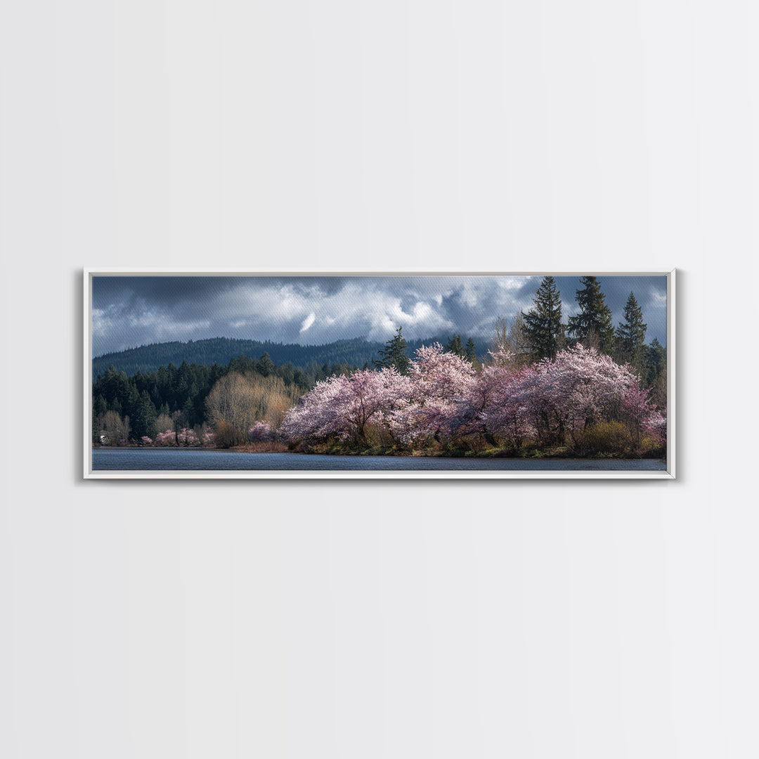 Spring Cherry Blossoms Canvas Print, Nature Art, Poster, Living Room Decor, Fine Art, Nature, Abstract Wall Art, 3d Wall Art, NAT-3x1-80