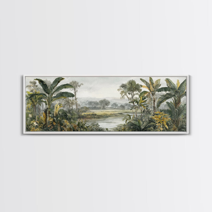 Tropical Jungle Leaves Canvas Print, Nature Art, Moss Art, Living Room Decor, Oil Painting, Nature, Statement Artwork, NAT-3x1-85