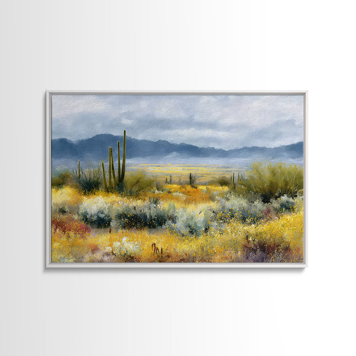 Desert Cactus Blooming After Rain Canvas Print, Nature Art, Mountain Wall Art, Living Room Decor, Nature, Fine Art Print, NAT-3x2-48