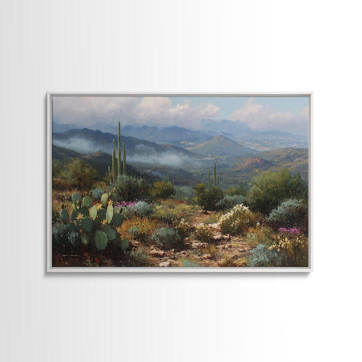 Desert Cactus Blooming After Rain Canvas Print, Nature Art, Modern Decor, Living Room Decor, Fine Art, Nature, Home Decor, NAT-3x2-72