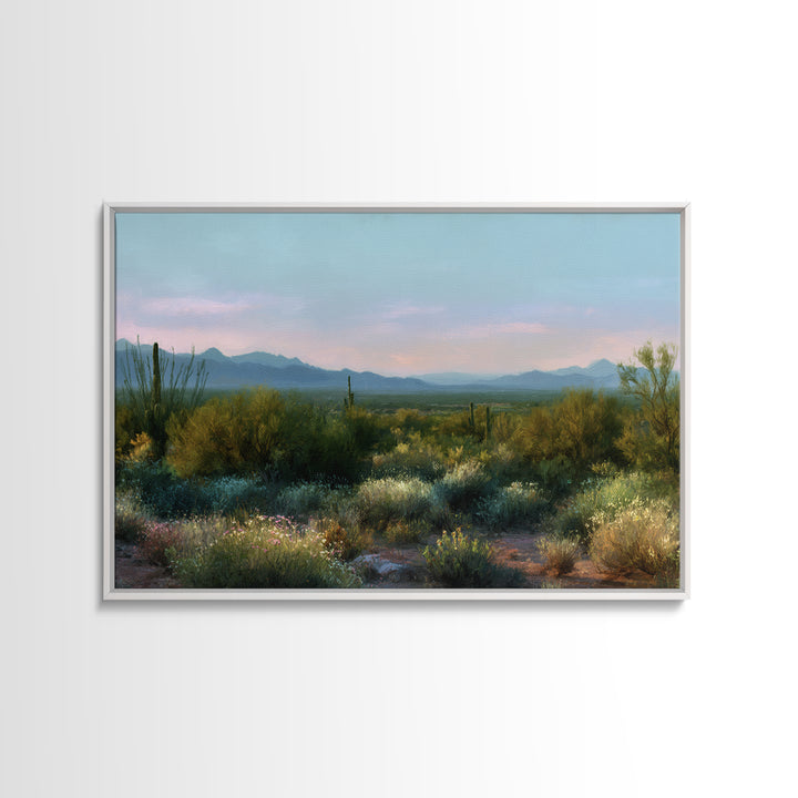 Desert Cactus Blooming After Rain Framed Canvas Print, Nature Art, Art Print, Living Room Decor, Fine Art, Nature, NAT-3x2-96