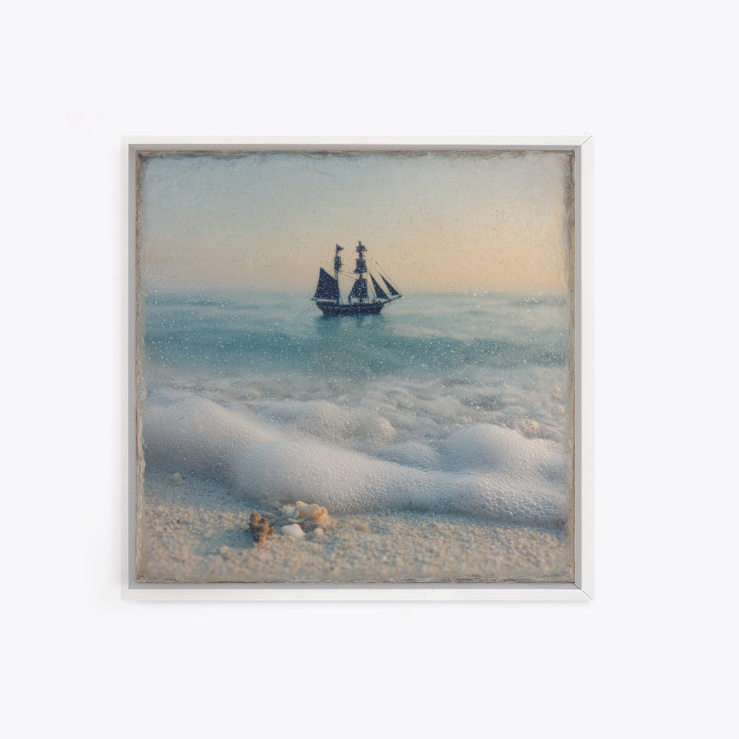 Tall Ship Silhouette at Sunset Framed Canvas Print, Nautical Art, Antique Decor, Coastal Decor, Harbor, Downloadable Prints, NAU-1x1-56