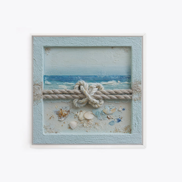 Lobster and Rope Coastal Illustration Framed Canvas Print, Nautical Art, Beach Decor, Coastal Decor, Fine Art, Harbor, NAU-1x1-68