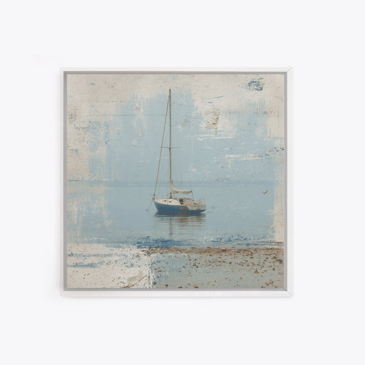 Blueprint Sailboat Technical Drawing Framed Canvas Print, Nautical Art, Gallery Wall, Coastal Decor, Abstract Art, Harbor, NAU-1x1-72