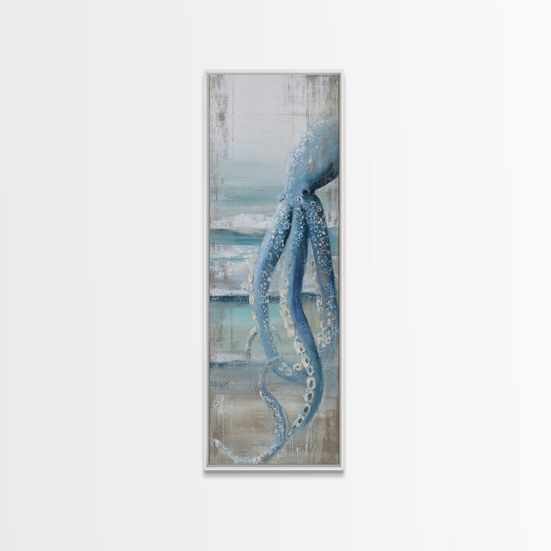 Octopus Wrapped Around an Anchor Canvas Print, Nautical Art, Oil Painting, Coastal Decor, Fine Art, Harbor, Beach Decor, NAU-1x3-25