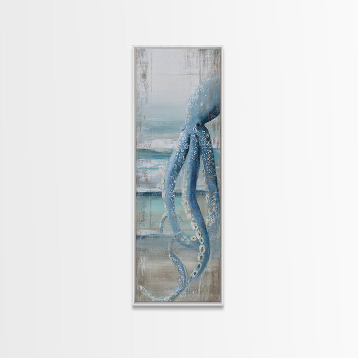 Octopus Wrapped Around an Anchor Canvas Print, Nautical Art, Oil Painting, Coastal Decor, Fine Art, Harbor, Beach Decor, NAU-1x3-25