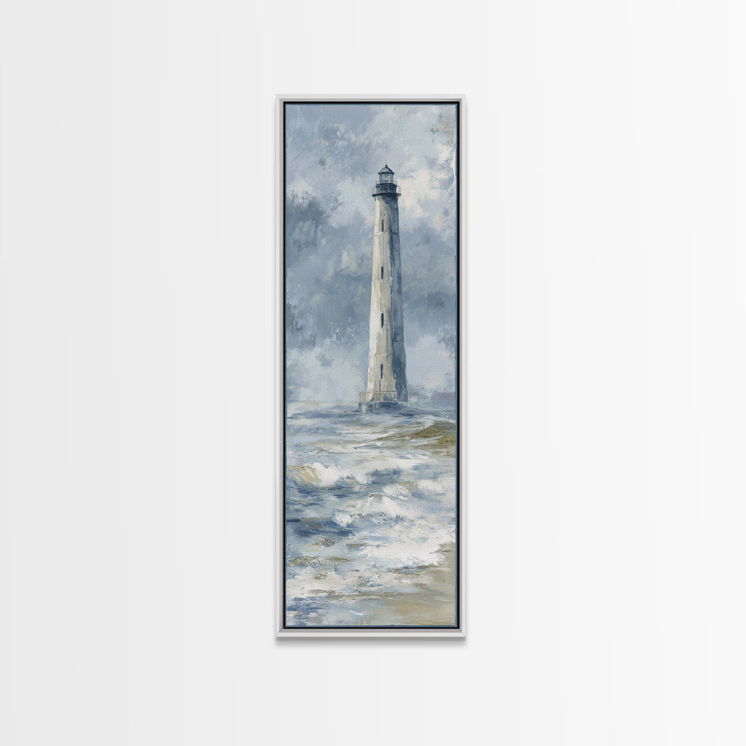 Lighthouse Standing Against Stormy Waves Canvas Print, Nautical Art, Nautical Decor, Coastal Decor, Fine Art, Harbor, NAU-1x3-39