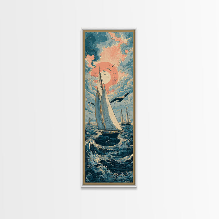 Sailor Tattoo Swallow and Anchor Framed Canvas Print, Nautical Art, Coastal Wall Decor, Coastal Decor, Fine Art, Harbor, NAU-1x3-83