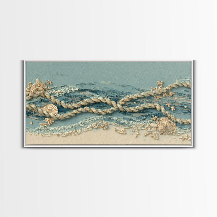 Lobster and Rope Coastal Illustration Canvas Print, Nautical Art, Printable, Coastal Decor, Fine Art, Harbor, Beach Decor, NAU-2x1-64
