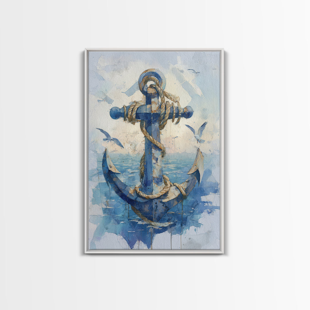 Octopus Wrapped Around an Anchor Canvas Print, Nautical Art, Digital Print, Coastal Decor, Fine Art, Harbor, Beach Print, NAU-2x3-45