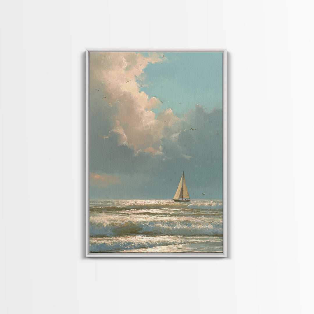 Stormy Cloudscape over Open Ocean Canvas Print, Nautical Art, Printable Wall Art, Coastal Decor, Fine Art, Harbor, Beach Decor, NAU-2x3-5
