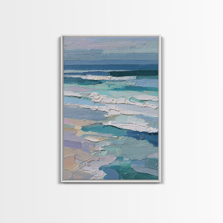 Porthole View of Waves and Moon Framed Canvas Print, Nautical Art, Minimalist Decor, Coastal Decor, Fine Art, Harbor, NAU-2x3-6