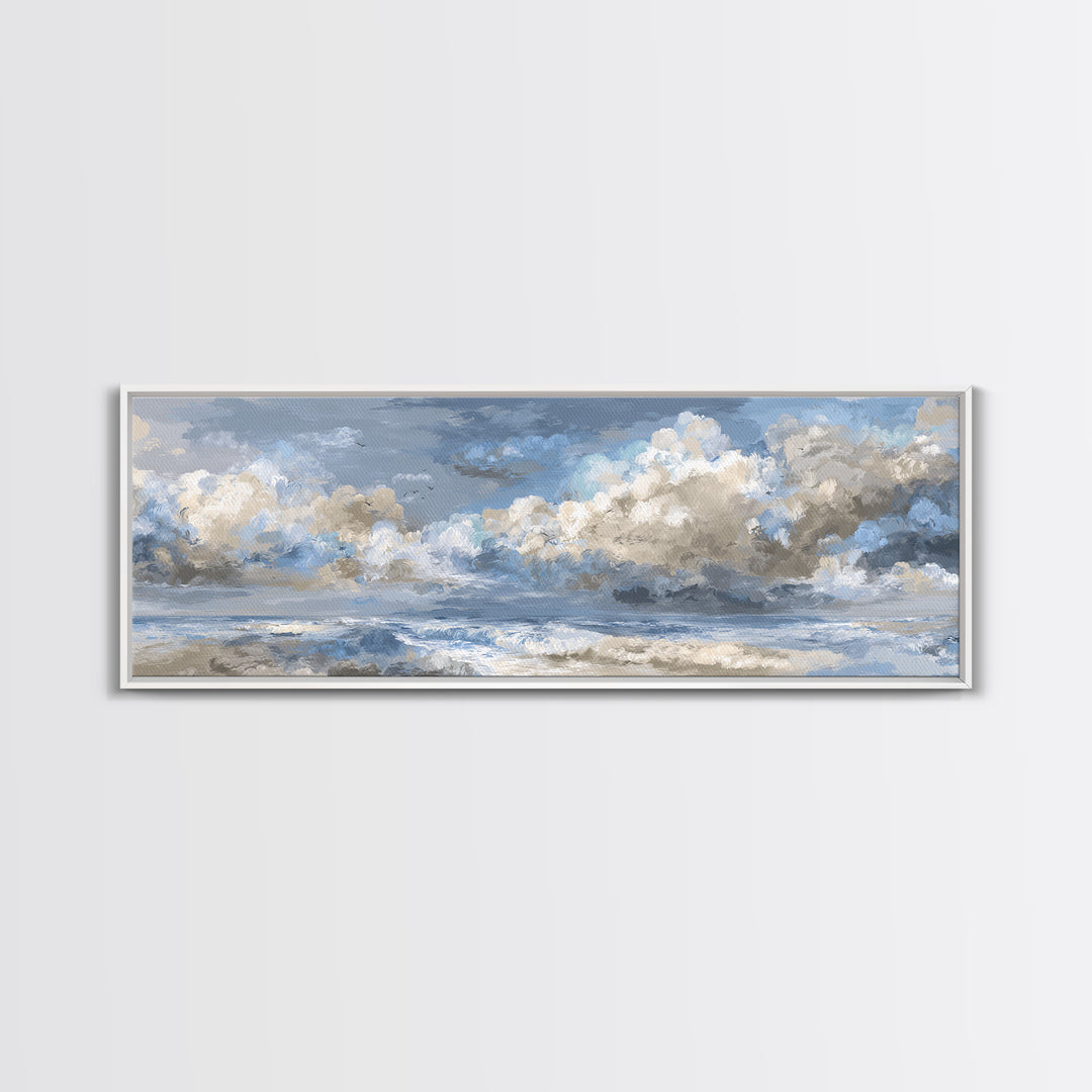 Stormy Cloudscape over Open Ocean Canvas Print, Nautical Art, Nautical Decor, Coastal Decor, Oil Painting, Harbor, NAU-3x1-13