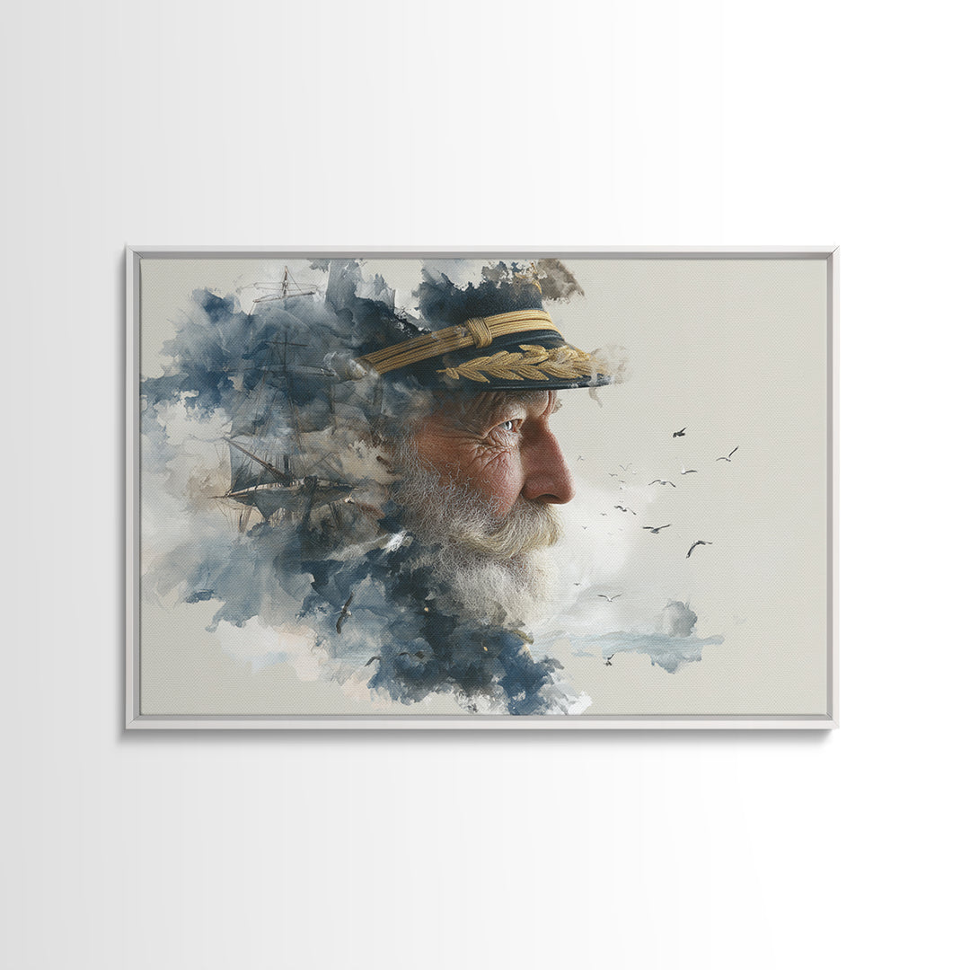 Sea Captain Portrait Canvas Print, Nautical Art, Modern Decor, Coastal Decor, Fine Art, Harbor, Poster, Wall Decor, Painting, NAU-3x2-11