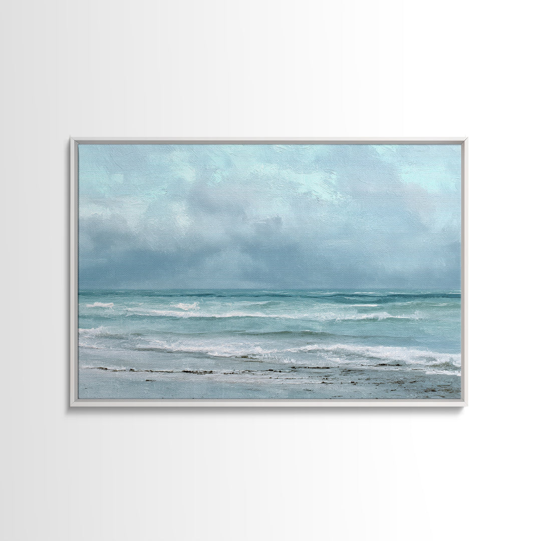 Stormy Cloudscape over Open Ocean Framed Canvas Print, Nautical Art, Gallery Wall, Coastal Decor, Fine Art, Harbor, Room Decor, NAU-3x2-25