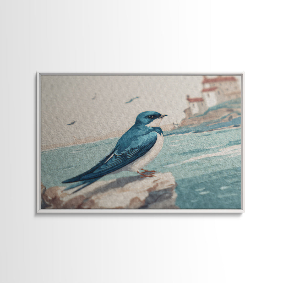 Sailor Tattoo Swallow and Anchor Canvas Print, Nautical Art, Beach Print, Coastal Decor, Fine Art, Harbor, Luxury Decor, NAU-3x2-3