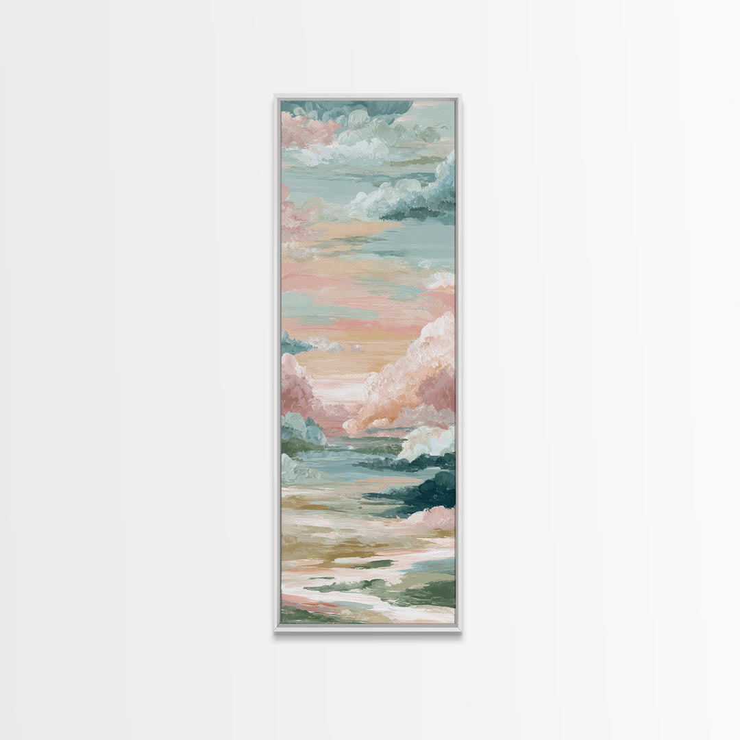 Pastel Rainbow with Soft Cloud Shapes Canvas Print, Nursery Decor, Minimalist Decor, Nursery, Wall Decals, Nursery Wall Decor, NDE-1x3-13