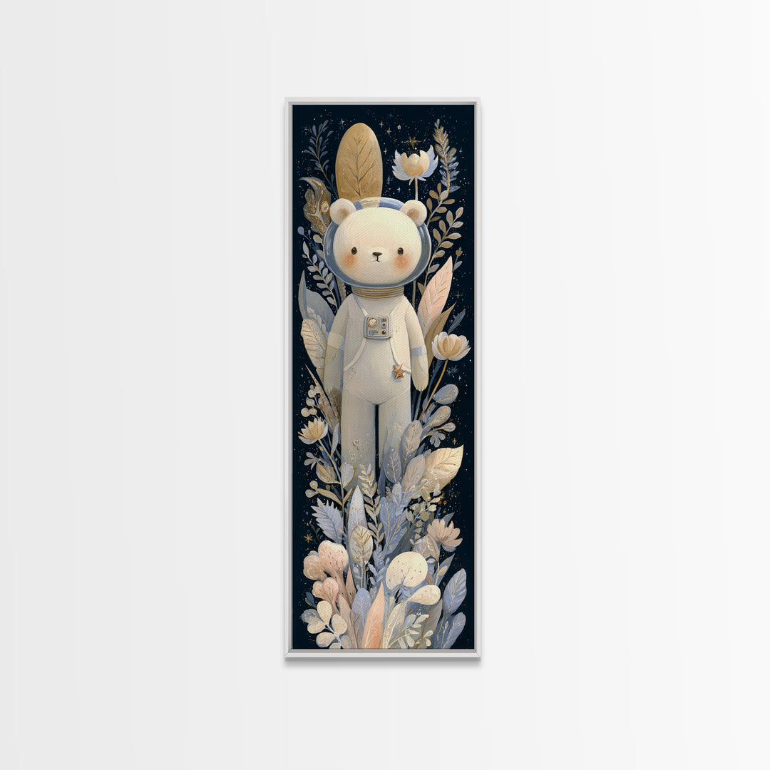 Little Astronaut Bear Canvas Print, Nursery Decor, Wall, Oil Painting, Nursery, Nursery Wall Decals, Woodland Nursery, NDE-1x3-27