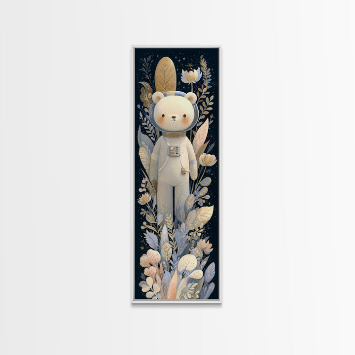 Little Astronaut Bear Canvas Print, Nursery Decor, Wall, Oil Painting, Nursery, Nursery Wall Decals, Woodland Nursery, NDE-1x3-27