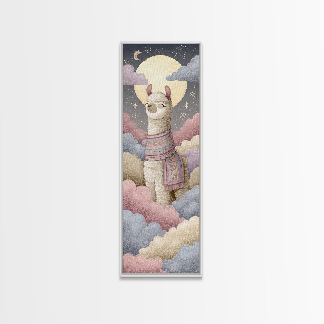 Cute Llama with Blanket Pattern Canvas Print, Nursery Decor, Playroom Decor, Nursery, Boy Nursery Decor, Gallery Decor, NDE-1x3-33