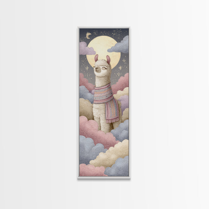 Cute Llama with Blanket Pattern Canvas Print, Nursery Decor, Playroom Decor, Nursery, Boy Nursery Decor, Gallery Decor, NDE-1x3-33