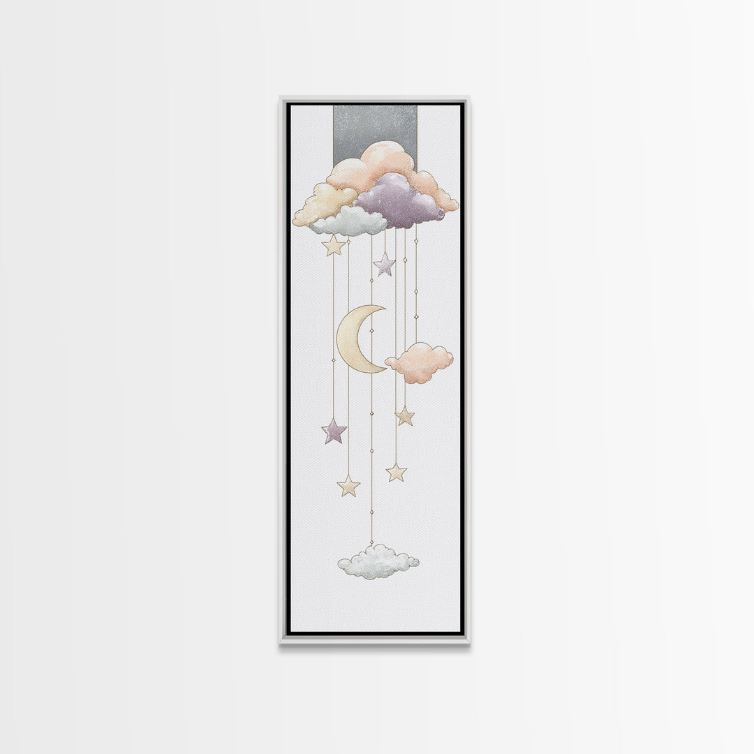 Moon Phase Mobile Canvas Print, Nursery Decor, Playroom Decor, Nursery, Boy Nursery Decor, Gallery Decor, Neutral Decor, NDE-1x3-39