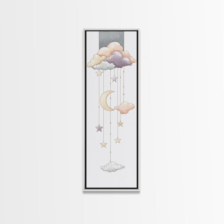 Moon Phase Mobile Canvas Print, Nursery Decor, Playroom Decor, Nursery, Boy Nursery Decor, Gallery Decor, Neutral Decor, NDE-1x3-39