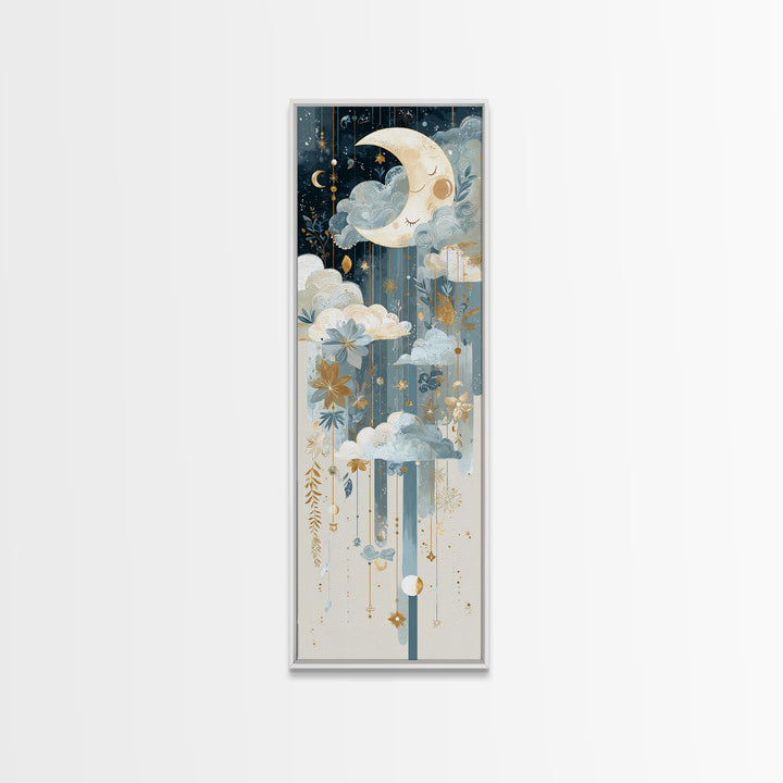 Moon Phase Mobile Canvas Print, Nursery Decor, Nursery Wall Decal, Oil Painting, Nursery, Minimalist Decor, Contemporary Art, NDE-1x3-63