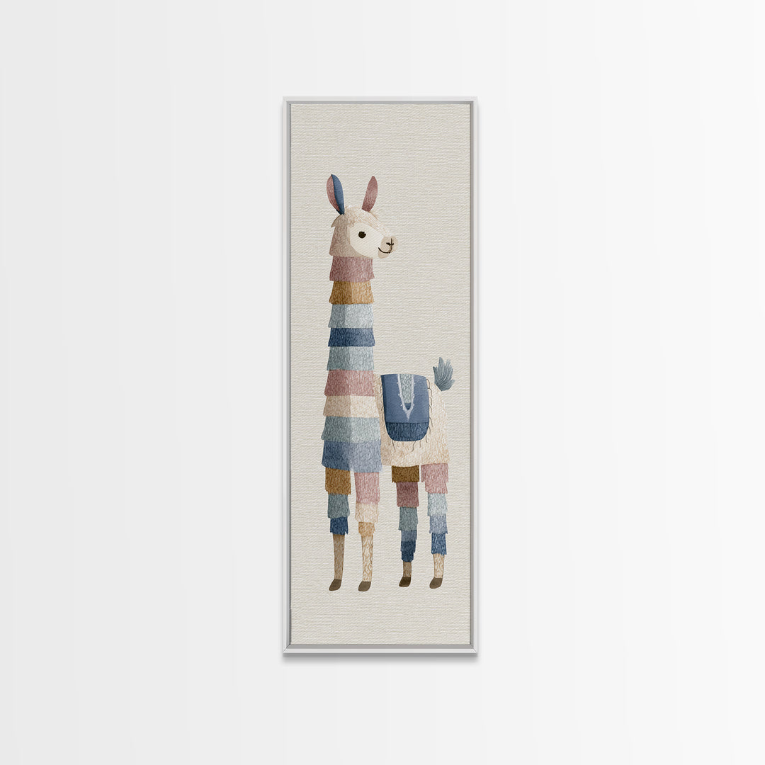 Cute Llama with Blanket Pattern Canvas Print, Nursery Decor, Safari Nursery Decor, Nursery, Modern Decor, Fine Art Print, NDE-1x3-81