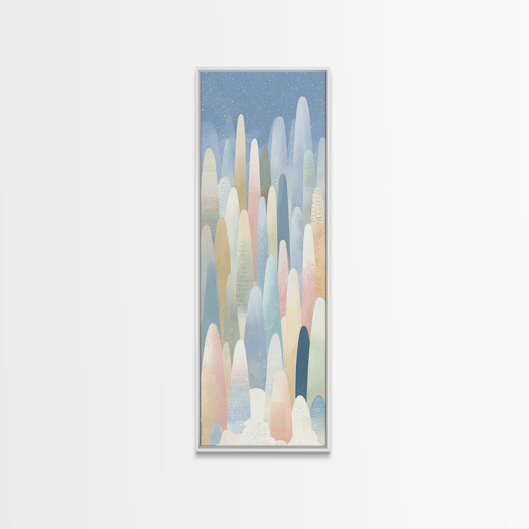 Calm Mountain Nursery Landscape Framed Canvas Print, Nursery Decor, Playroom Decor, Oil Painting, Nursery, Boy Nursery Decor, NDE-1x3-84