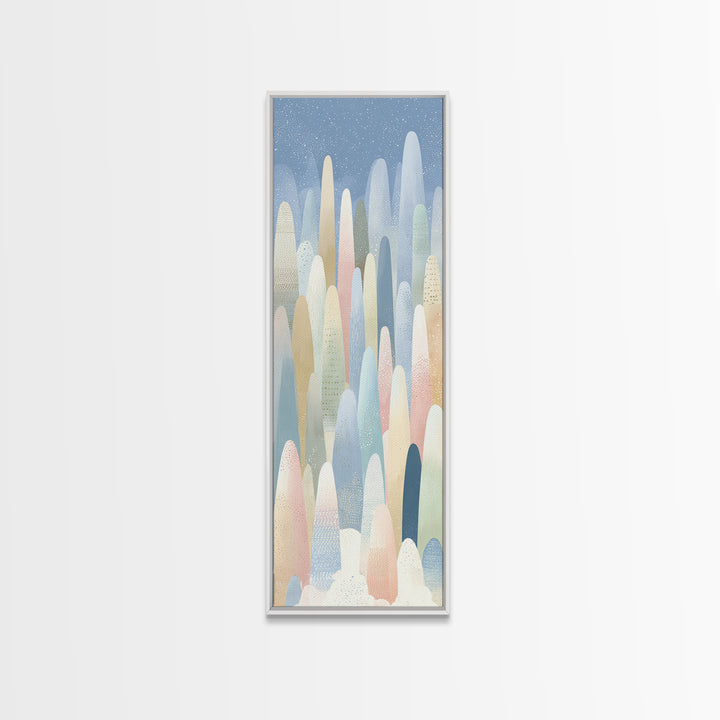 Calm Mountain Nursery Landscape Framed Canvas Print, Nursery Decor, Playroom Decor, Oil Painting, Nursery, Boy Nursery Decor, NDE-1x3-84