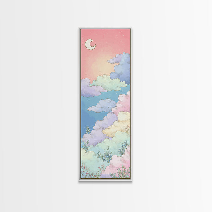 Pastel Rainbow with Soft Cloud Shapes Canvas Print, Nursery Decor, Wall Decal, Abstract Art, Nursery, Wall Light, NDE-1x3-85